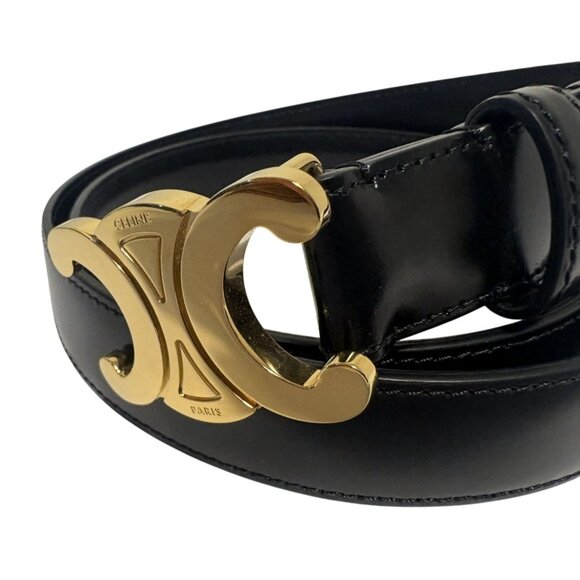 Celine Triomphe Belt in Black Leather Medium 25 - Picture 4 of 6